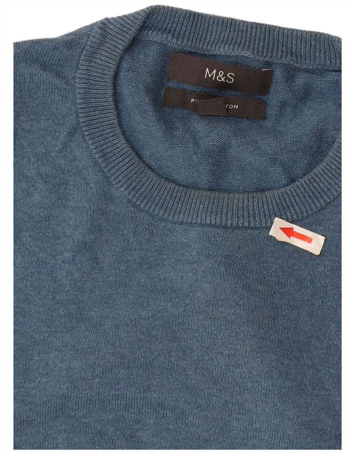 Marks & Spencer Pull Col Rond Homme Bleu Moyen Coton