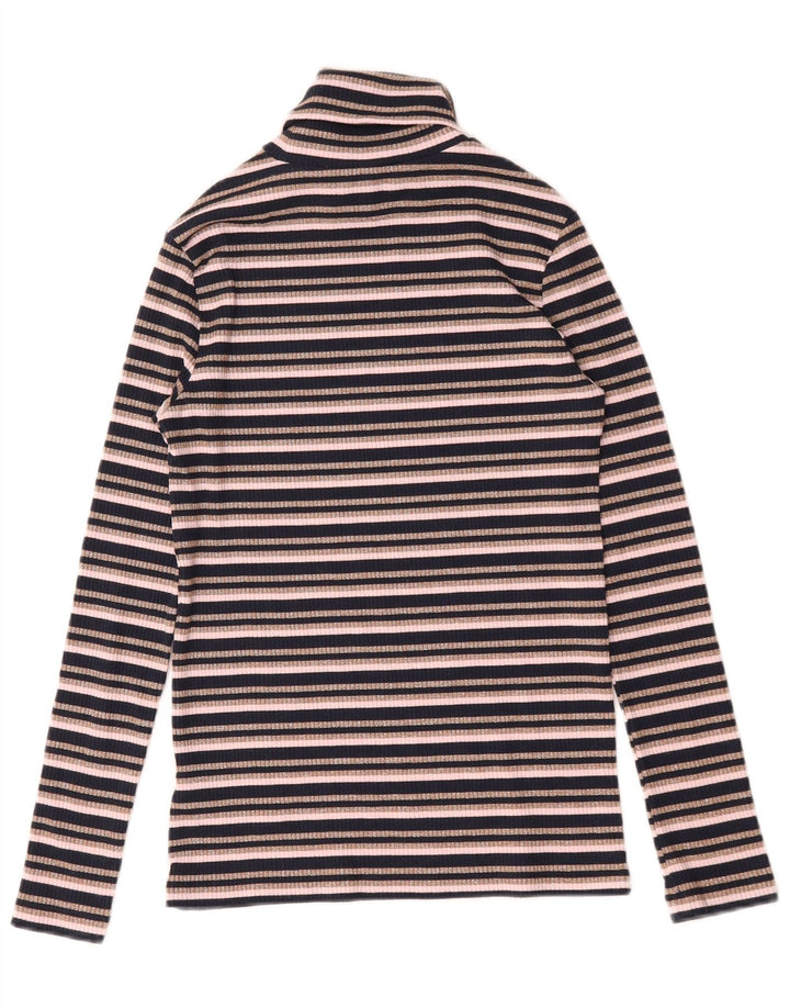 Marks & Spencer Haut à col roulé pour femme à manches longues UK 10 Petit Noir Rayé
