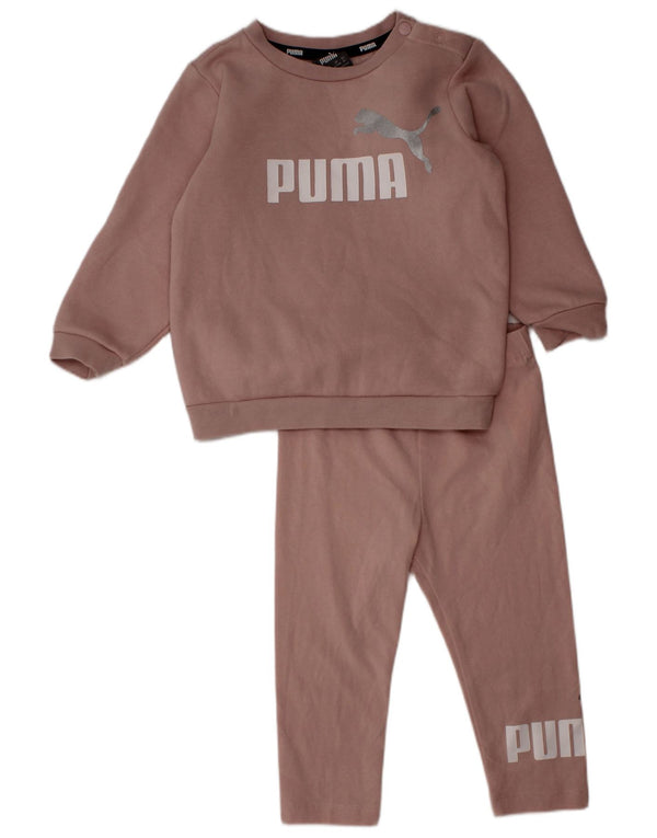 Puma Survêtement complet graphique pour bébé fille 9-12 mois en coton rose