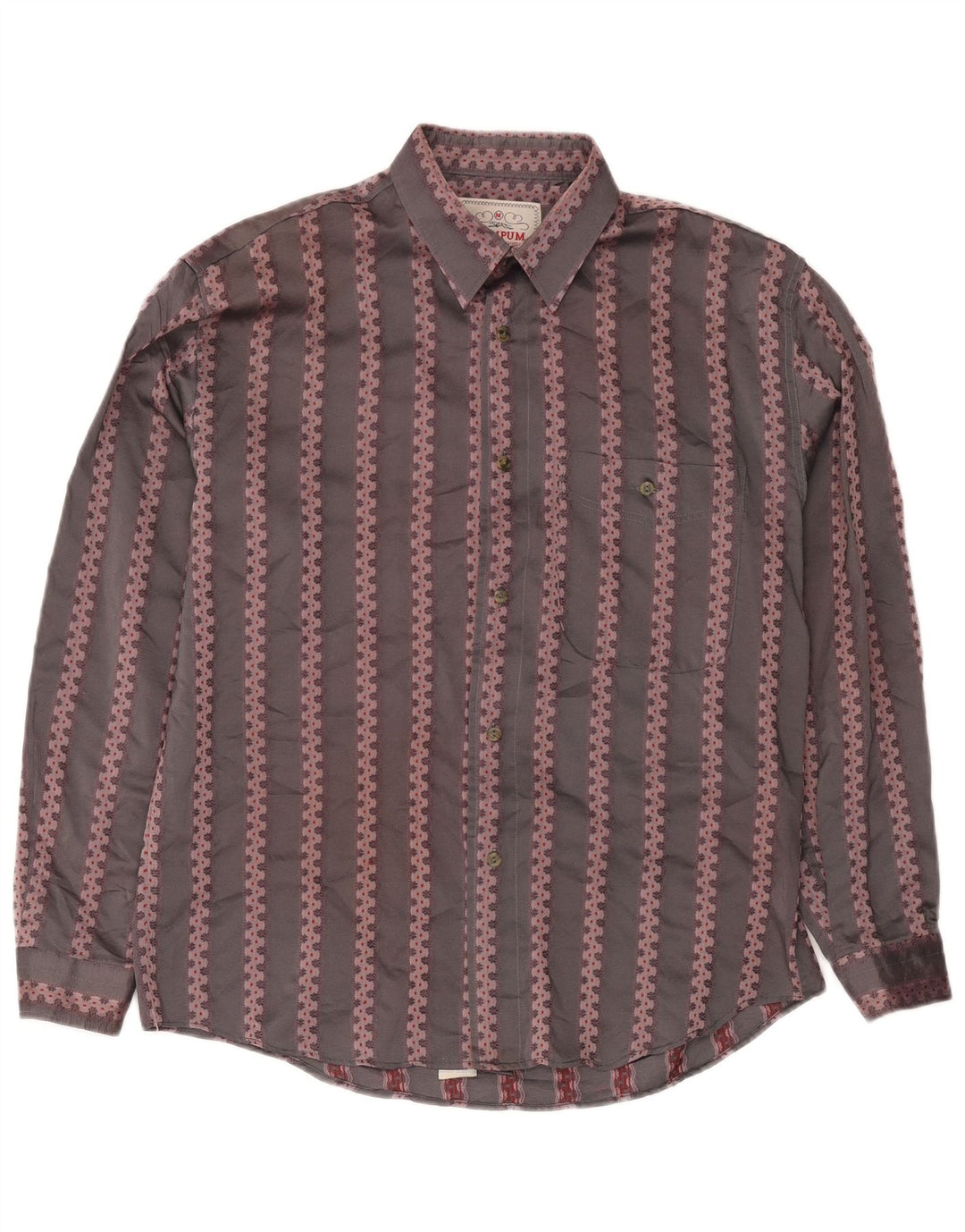 Wampum Chemise Homme Gris Moyen Géométrique Acrylique Classique