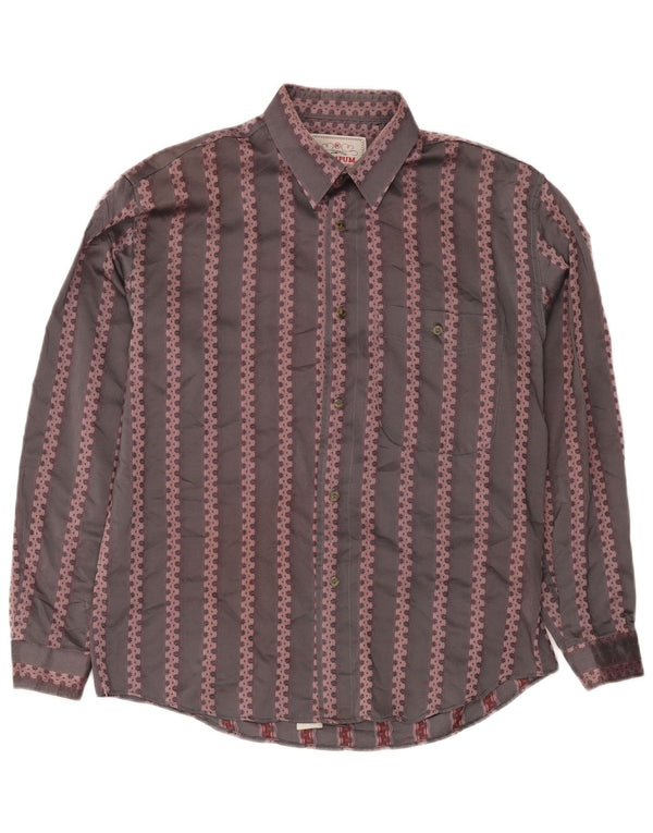 Wampum Chemise Homme Gris Moyen Géométrique Acrylique Classique