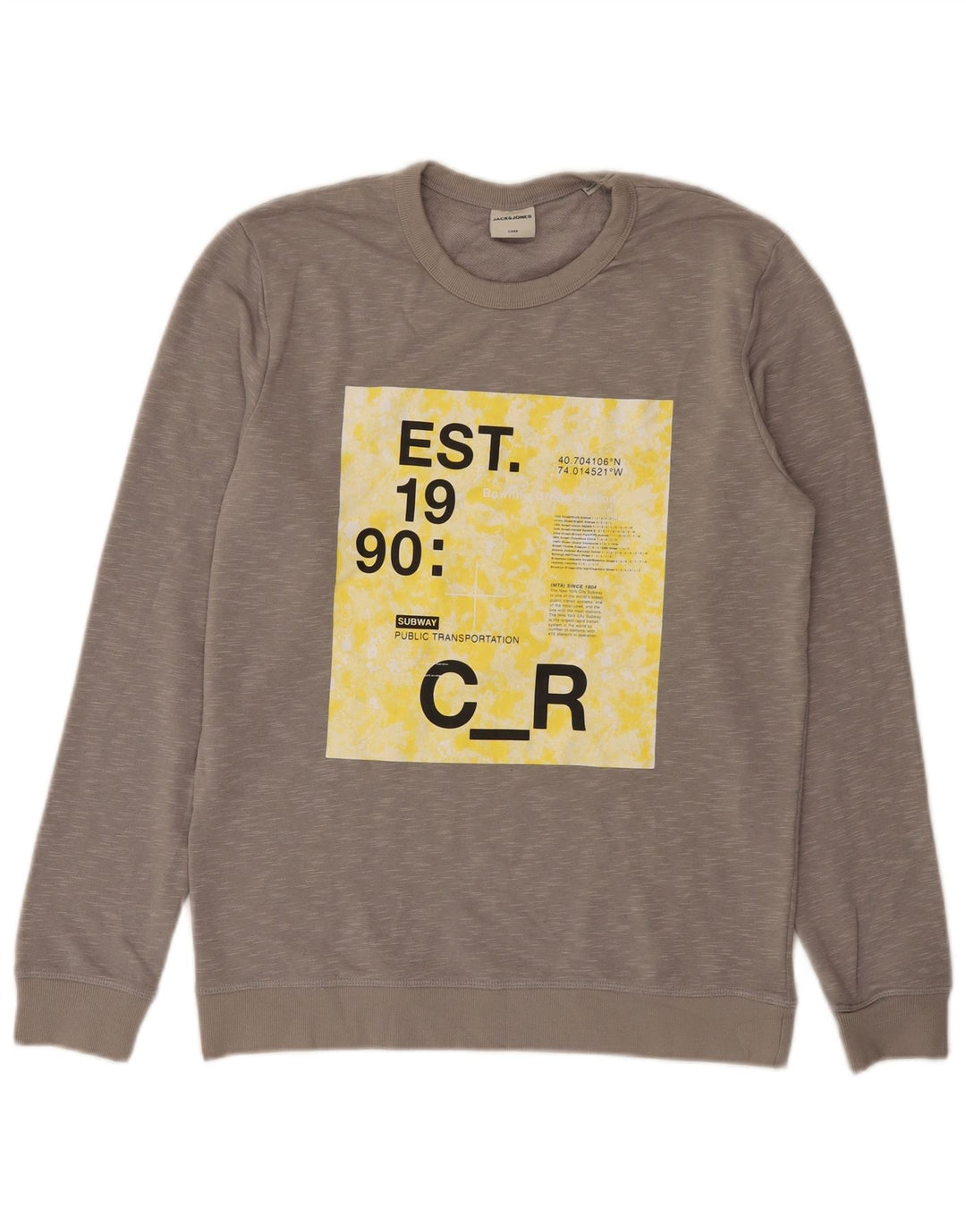 Jack & Jones Sweat-Shirt Graphique Homme Gris Moyen Moucheté