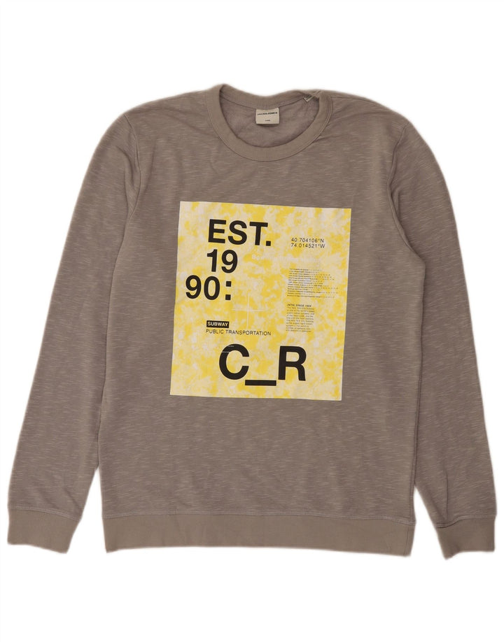Jack & Jones Sweat-Shirt Graphique Homme Gris Moyen Moucheté