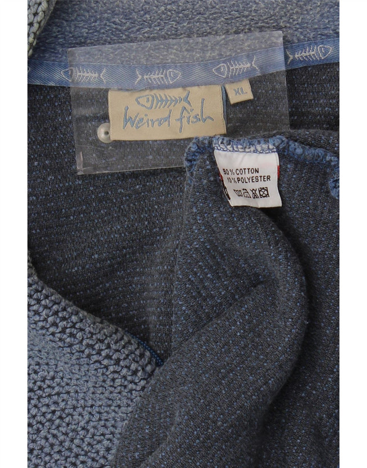 Weird Fish Sweat-shirt col zippé pour homme XL en coton bleu