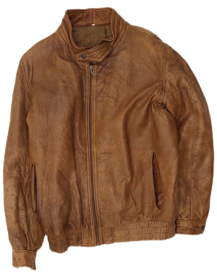 veste en cuir homme vintage IT 48 Marron moyen