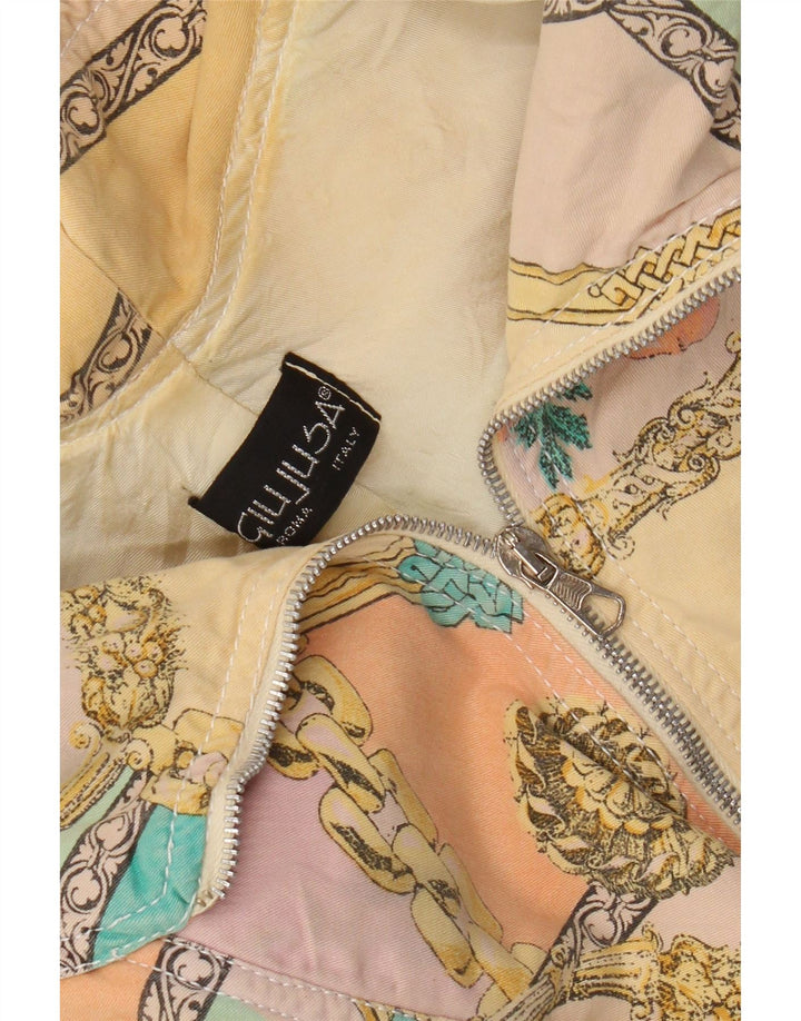 vintage Womens Crop Bomber Jacket UK 12 Moyen Multicolore Coton Floral