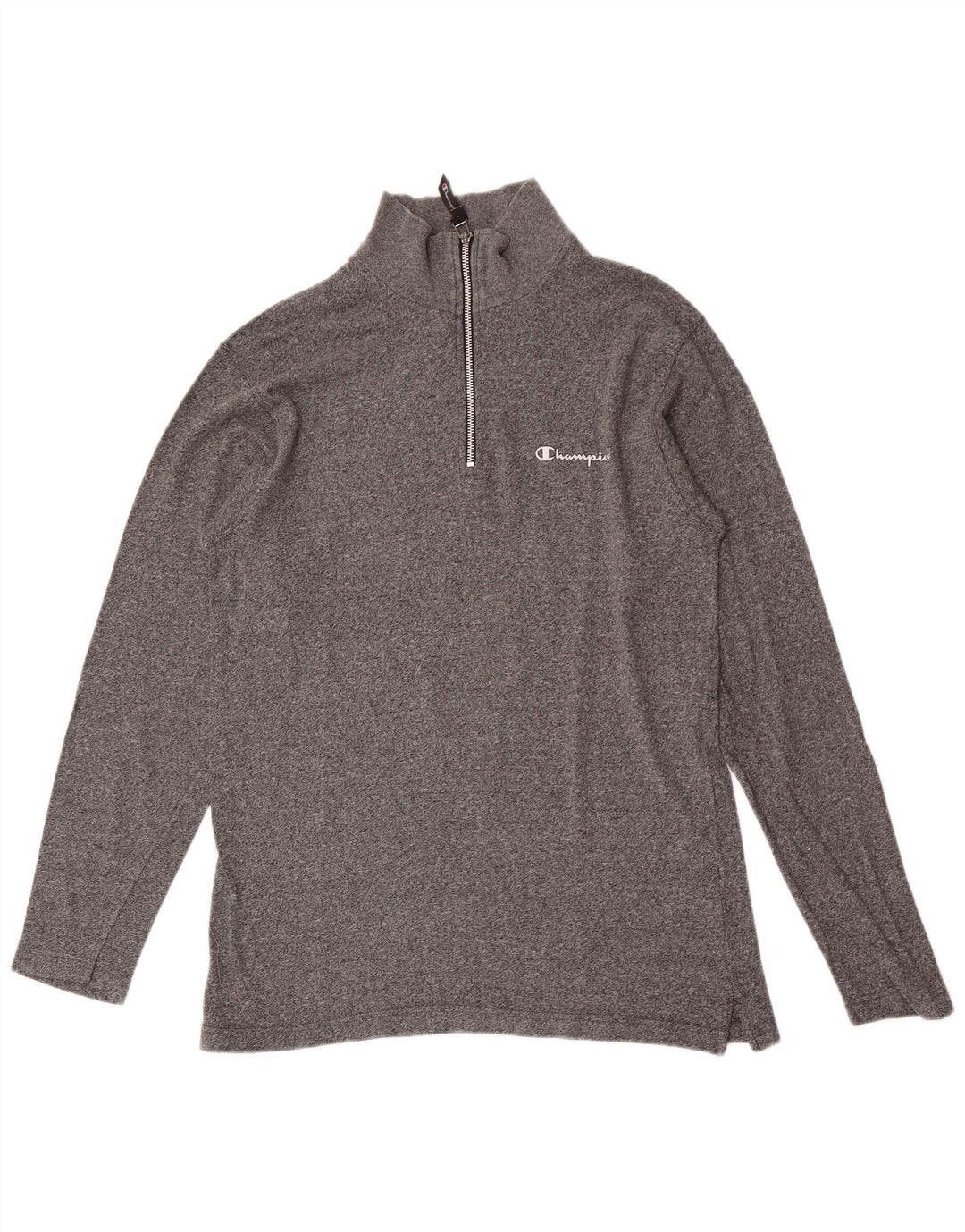 Champion Haut à col zippé et manches longues pour homme en coton moucheté gris moyen