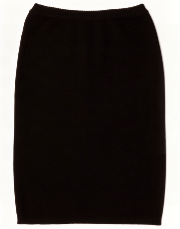 Jupe crayon en tricot vintage pour femme Small W26 Noir