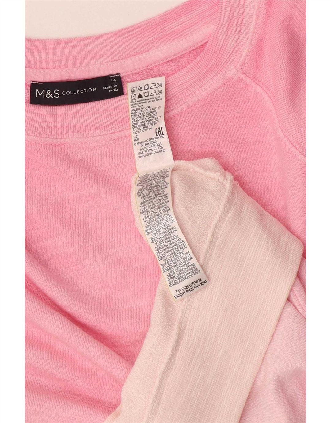 Marks & Spencer Sweat-shirt pour femme UK 14 Large Rose Colourblock