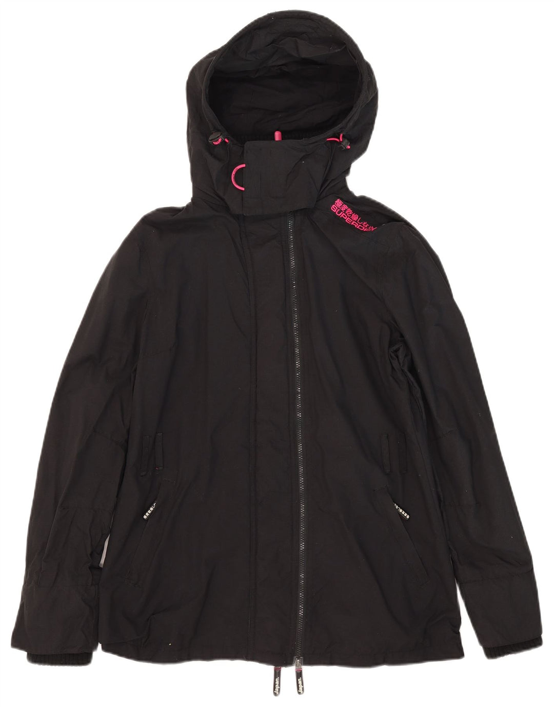 Superdry Veste coupe-vent à capuche Windmac pour femme UK 16 Large Noir Nylon