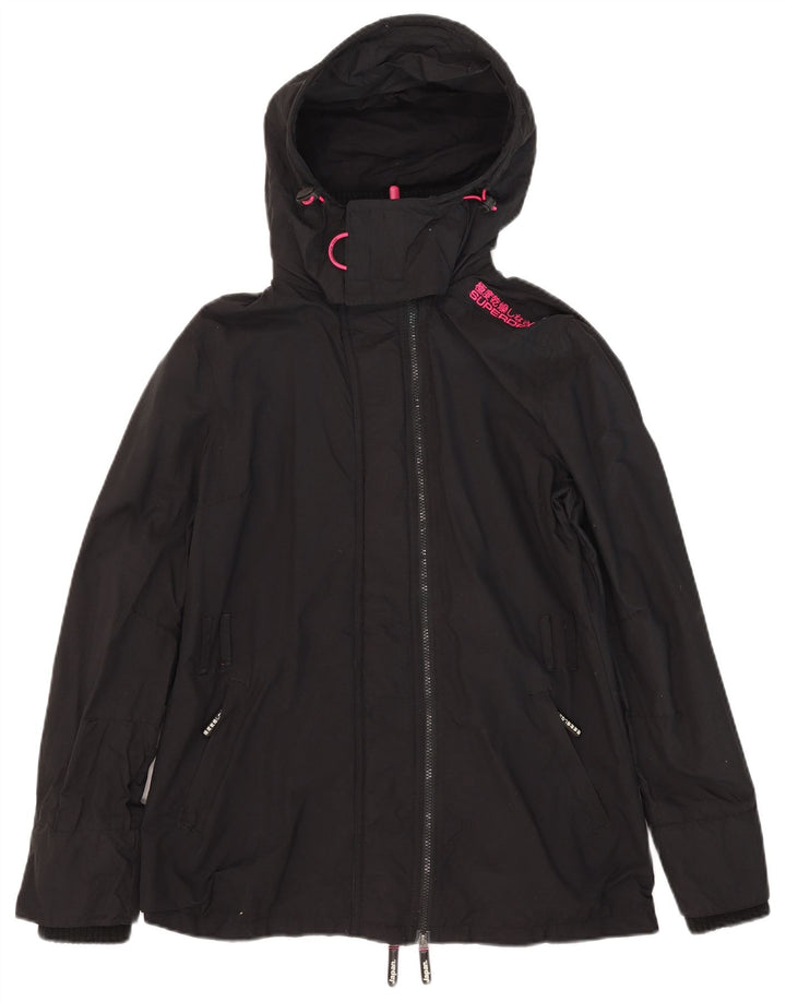Superdry Veste coupe-vent à capuche Windmac pour femme UK 16 Large Noir Nylon