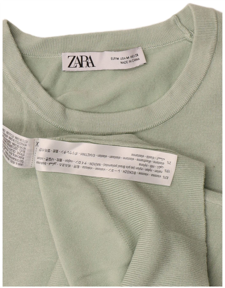Zara Pull ras du cou pour femme UK 12 Viscose vert moyen