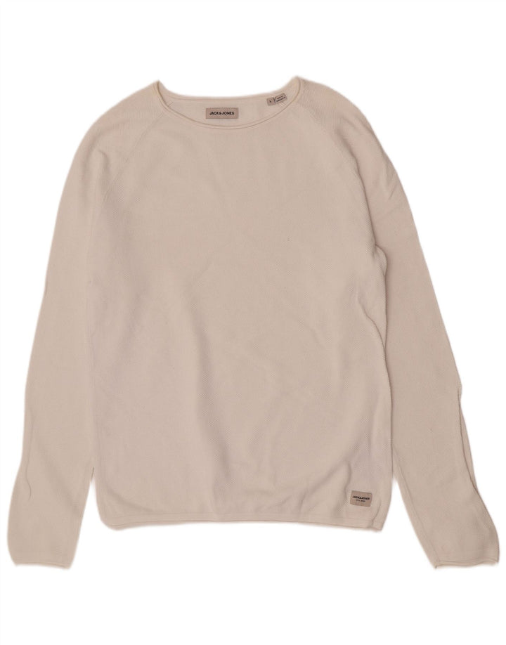 Jack & Jones Pull col bateau pour homme en coton blanc Large