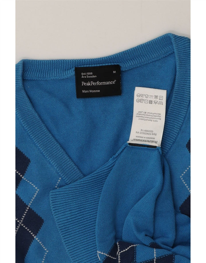 Peak Performance Pull Col V Homme Bleu Moyen Argyle/Diamant