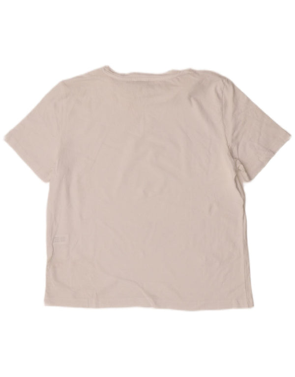 Zara T-Shirt Femme Top UK 14 Coton Blanc Moyen