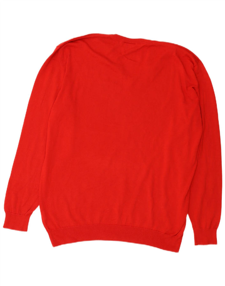 Lacoste Pull col V pour homme Taille 8 3XL Coton rouge