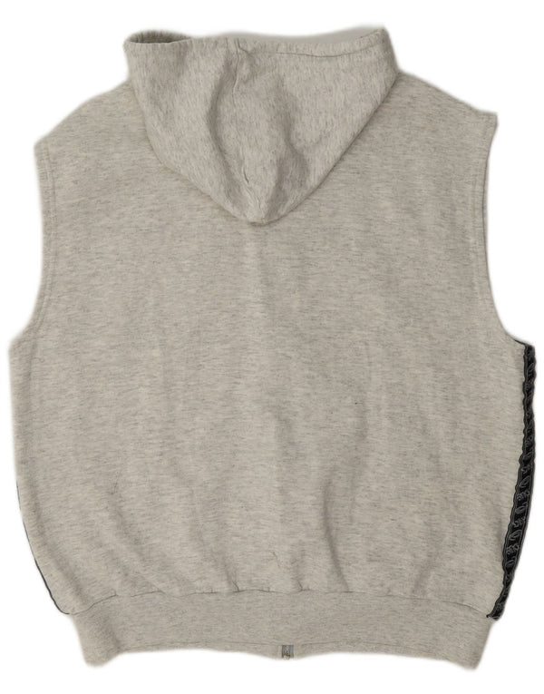 Asics Sweat à capuche zippé sans manches graphique pour hommes, grand gris color block