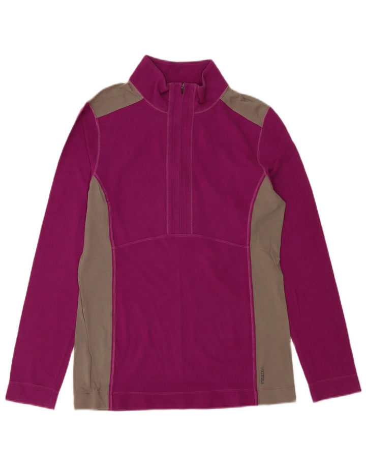 Eddie Bauer Haut à col zippé et manches longues pour femme UK 12 Violet moyen Colourblock