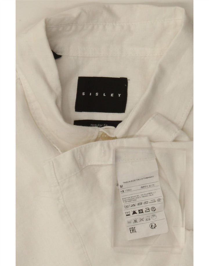 Sisley Chemise À Manches Courtes Regular Fit Lin Blanc Moyen