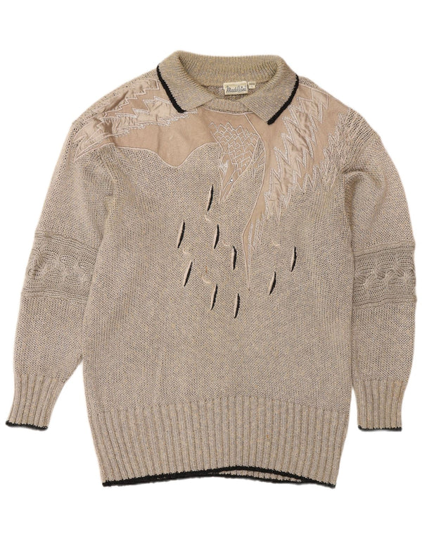 Madeleine Pull Col Polo Femme IT 44/46 Large Beige Viscose