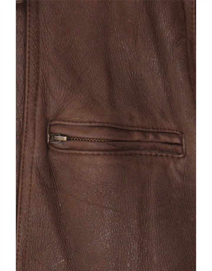 Veste en cuir Sherpa homme vintage UK 40 Grand Marron