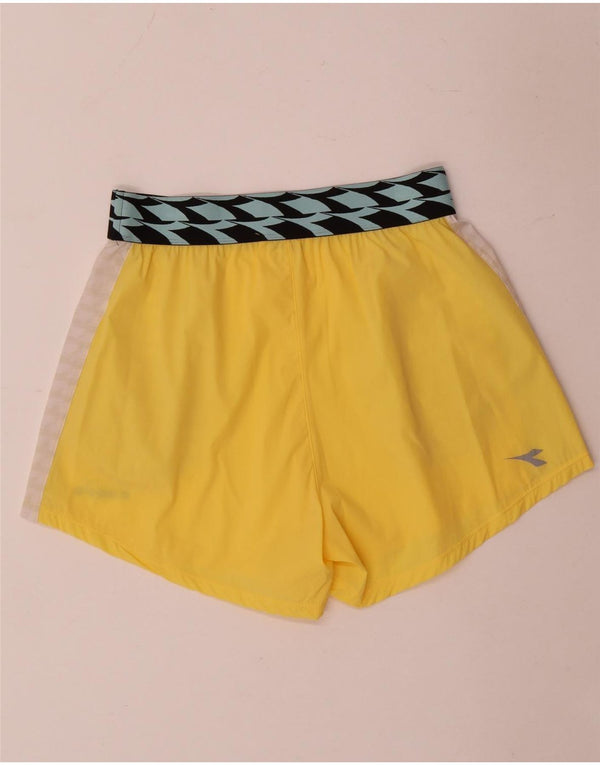 Diadora Short de sport pour femme UK 14 Medium Jaune Colourblock