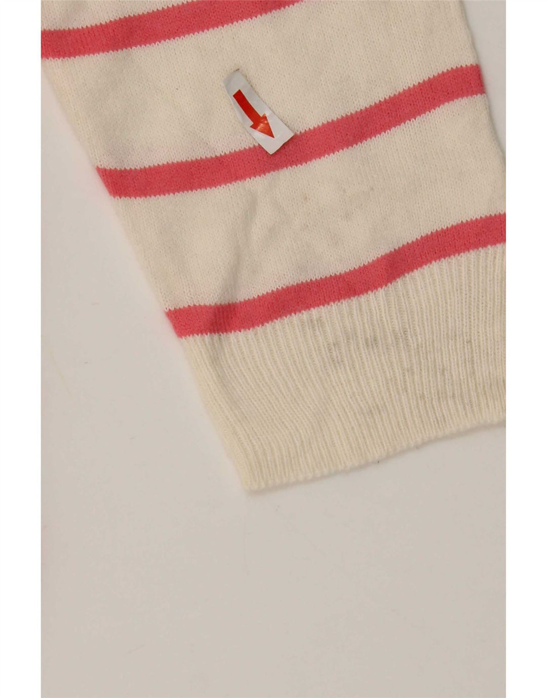 Marks & Spencer Pull col en V pour femme UK 14 Rose moyen rayé