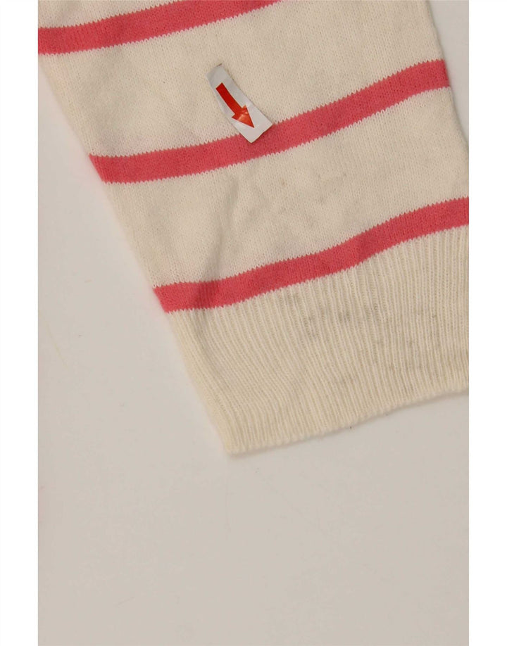 Marks & Spencer Pull col en V pour femme UK 14 Rose moyen rayé