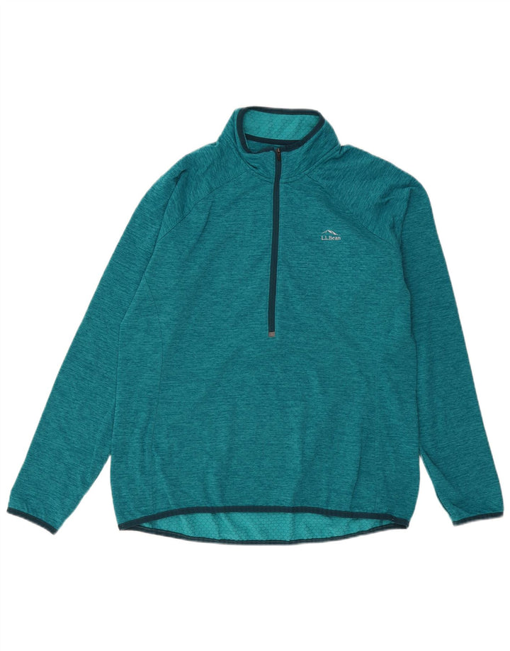 L.L.Bean Haut de survêtement à col zippé pour femme UK 16 Large Vert Polyester