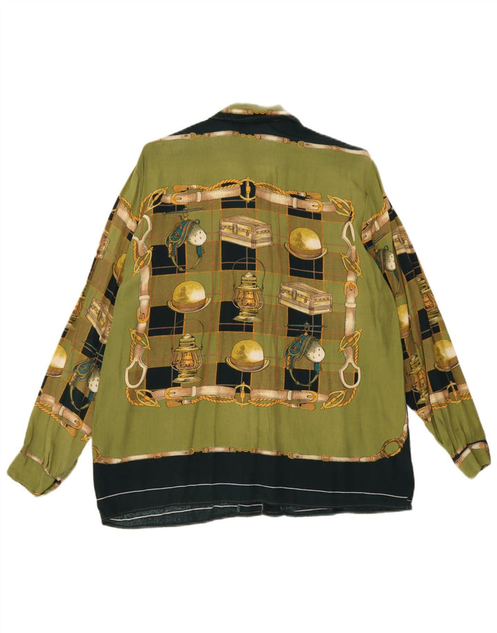Chemise à motif abstrait femme vintage UK 18 XL Vert