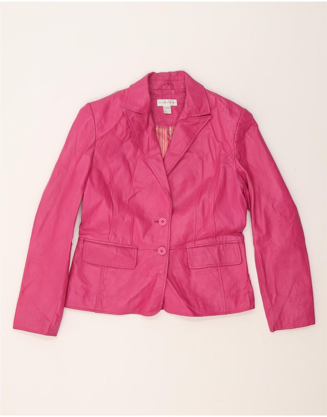 Worthington Veste blazer en cuir à 2 boutons pour femme UK 12 Cuir rose moyen