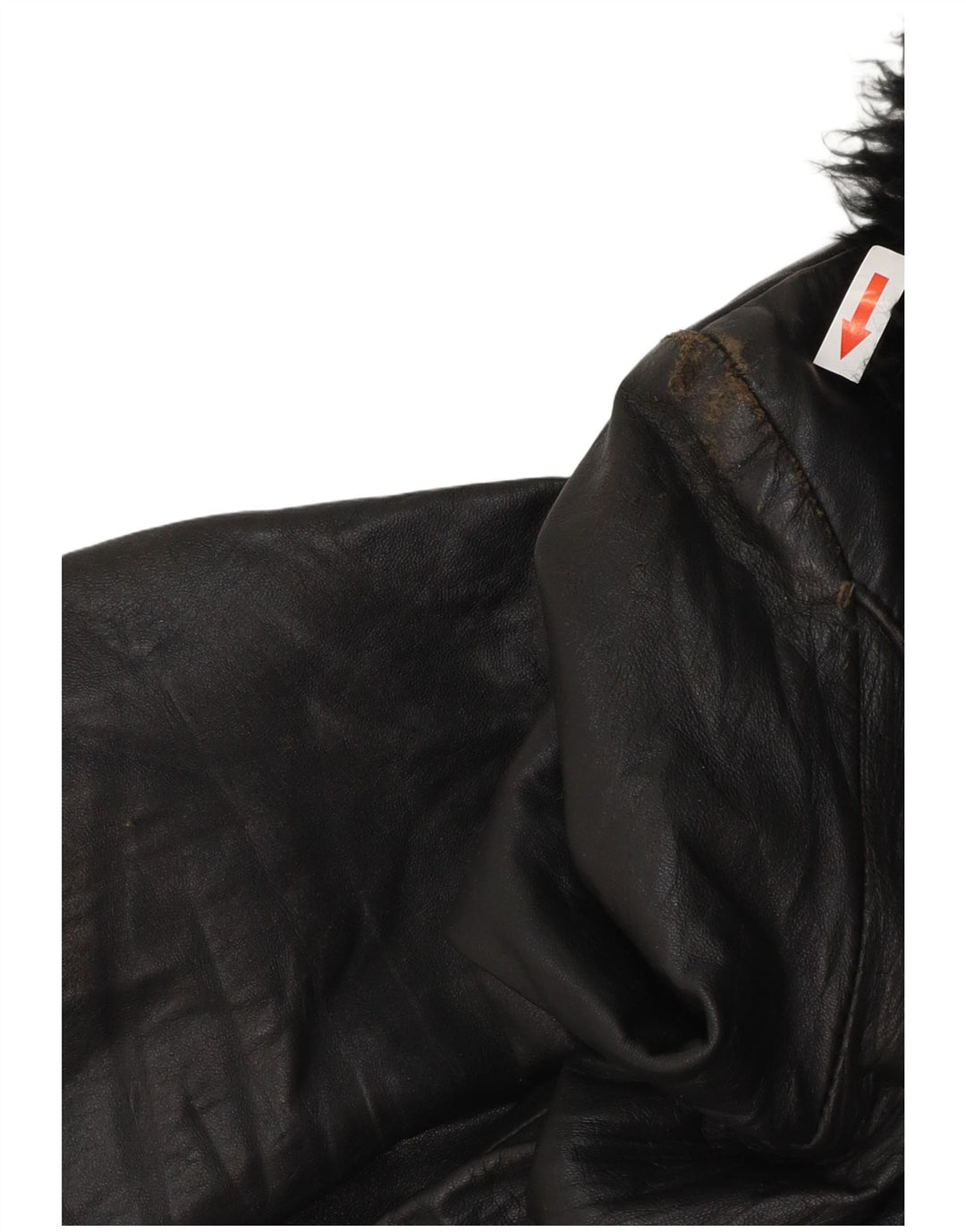 manteau en cuir femme vintage UK 8 Petit Noir