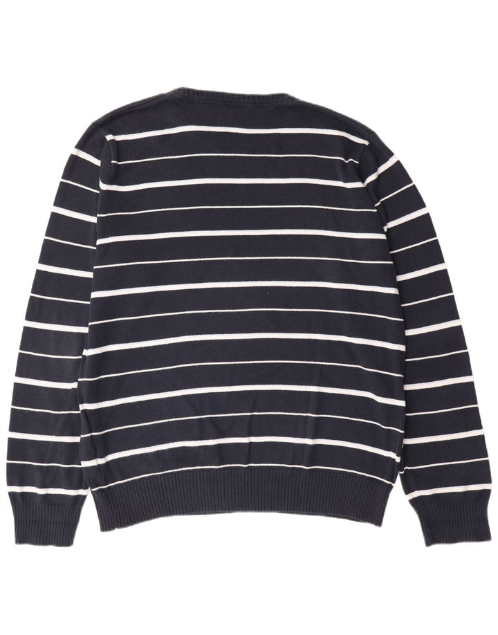 TIMBERLAND Pull col rond homme XL coton rayé bleu marine