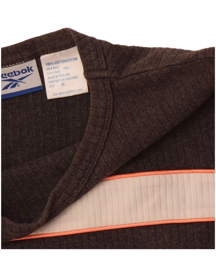 REEBOK T-Shirt Femme UK 12 Gris Moyen Colourblock Coton