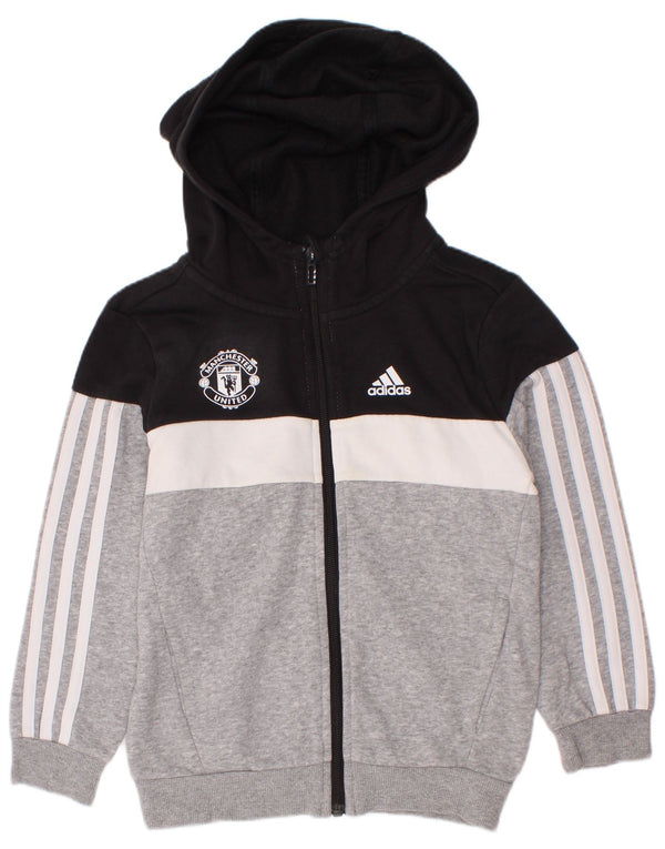 Adidas Pull à capuche zippé Manchester United pour garçon 6-7 ans Gris Colorblock