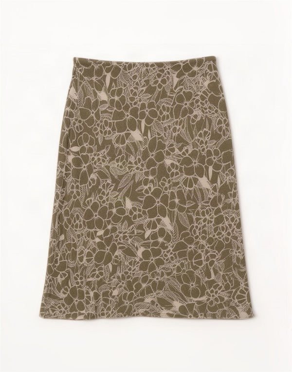 Marks & Spencer Jupe mi-longue pour femme UK 12 Medium W32 Vert Floral Viscose