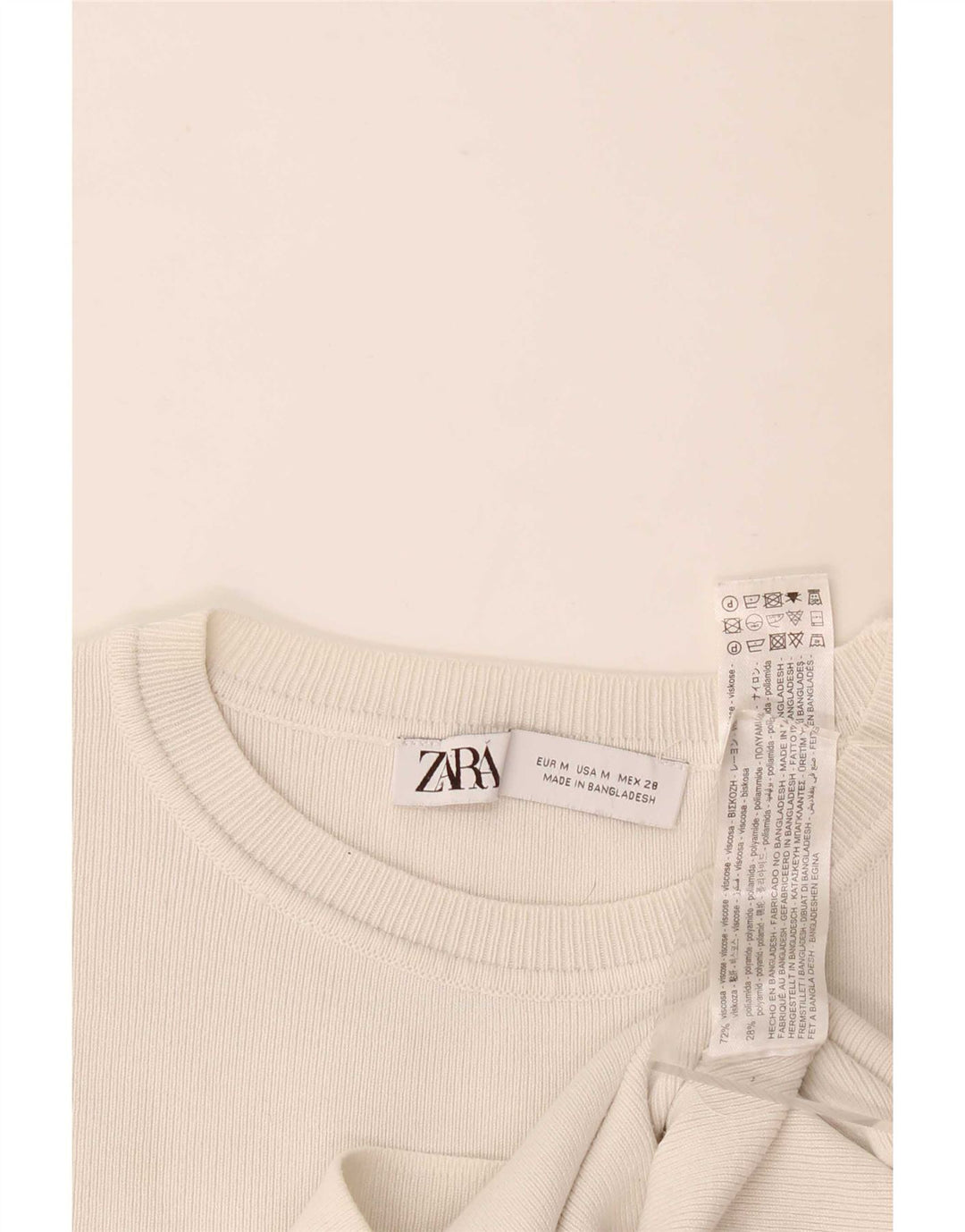 Zara Womens Crop T-Shirt Top UK 12 Moyen Blanc Viscose