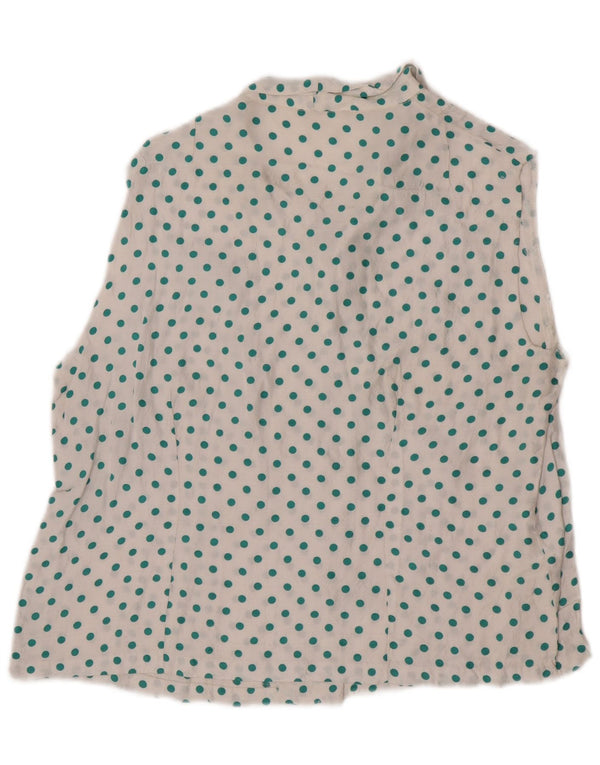 vintage Femme Chemise sans manches Blouse UK 14 Medium White Polka Dot