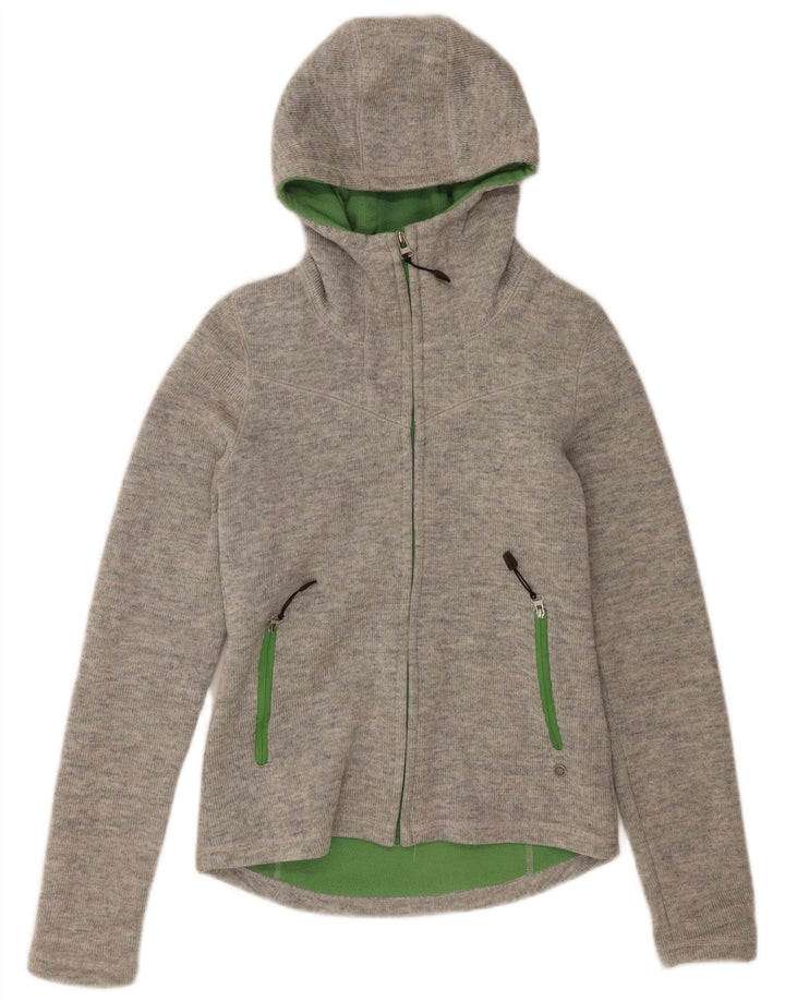 Bench Veste Bomber En Tricot À Capuche Pour Femme UK 12 Gris Moyen Acrylique