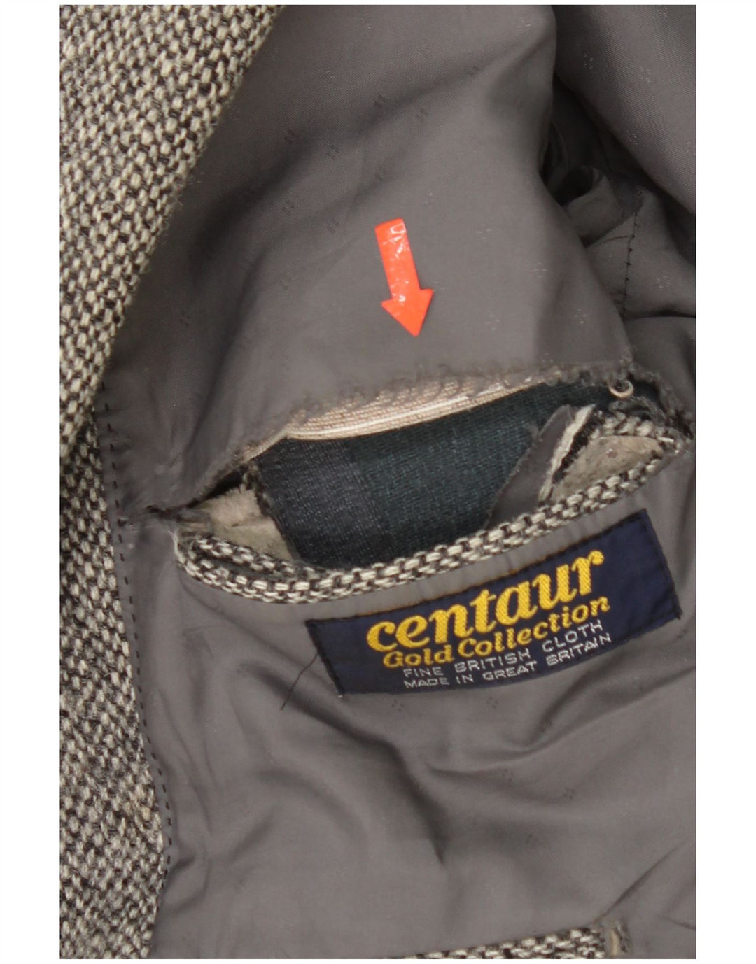 Centaur Veste blazer Harris Tweed pour homme UK 38 Gris moyen à chevrons