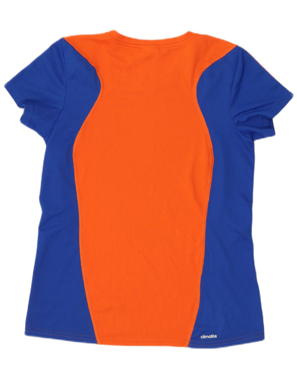 Adidas Climalite T-Shirt Top UK 16 Large Orange Colorblock