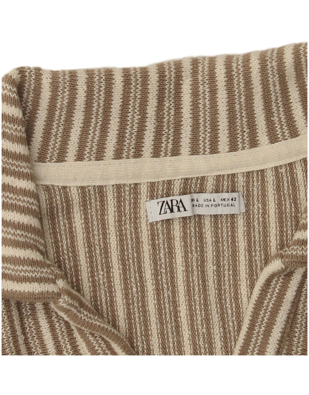 Zara Polo Homme Large Beige Rayé