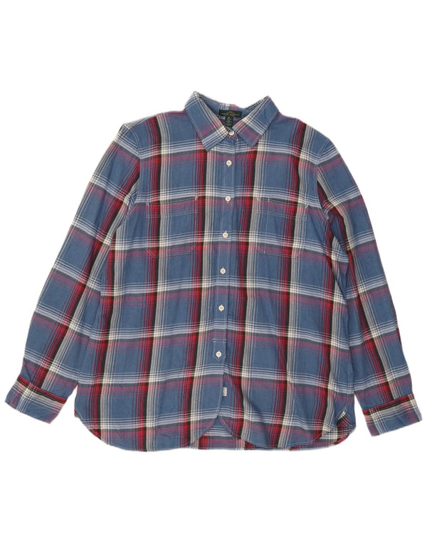 Ralph Lauren Chemise en flanelle pour femme UK 18 XL Bleu à carreaux en coton