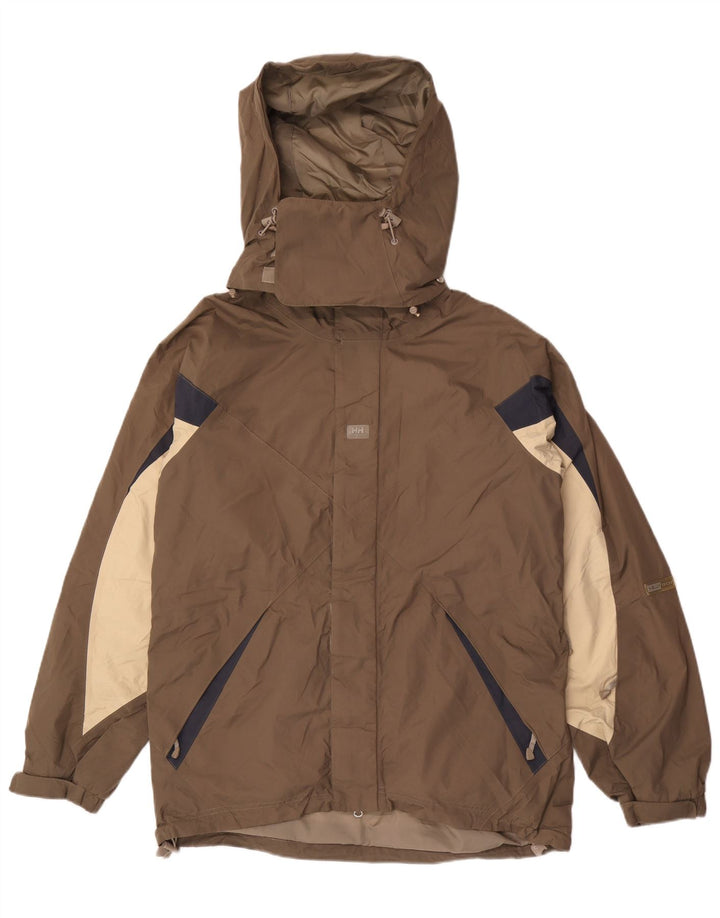 Helly Hansen Veste de pluie à capuche pour homme UK 38 Marron moyen Nylon colour block