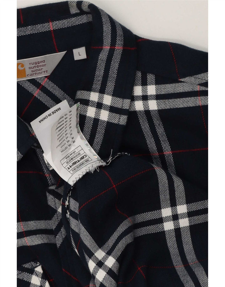 Carhartt Chemise en flanelle pour hommes Grand coton à carreaux bleu marine