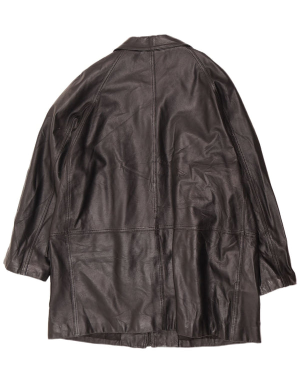 manteau en cuir homme vintage UK 42 XL Noir