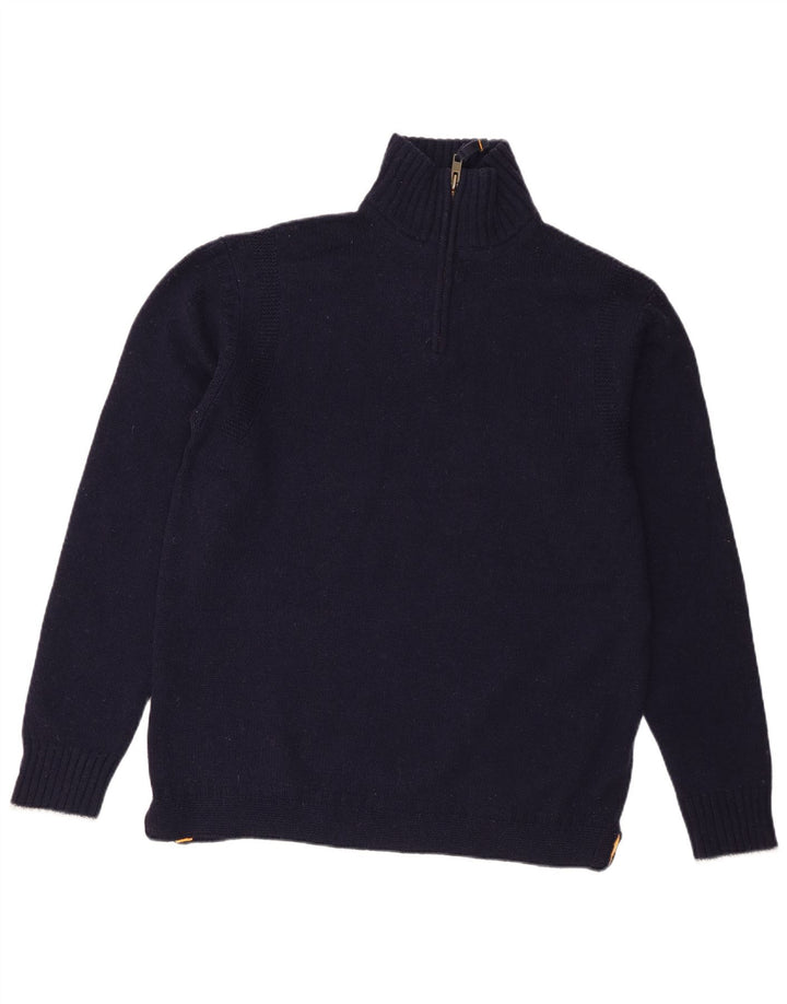 Pull Boden pour homme à col zippé en laine d'agneau bleu marine Large
