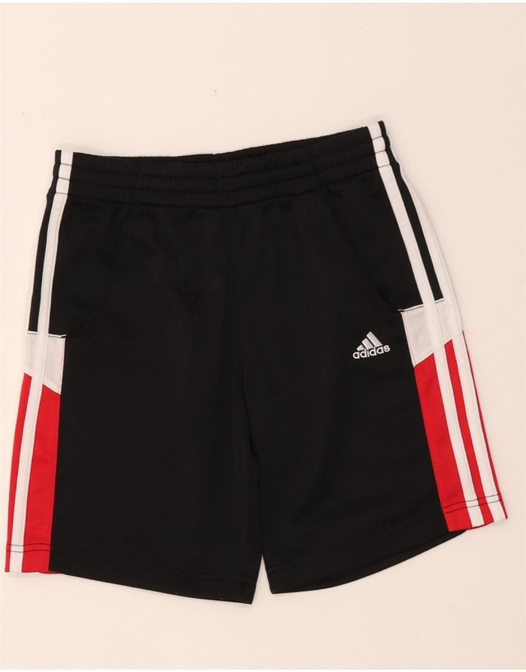 ADIDAS Boys Sport Shorts 9-10 Years Black Colourblock Polyester