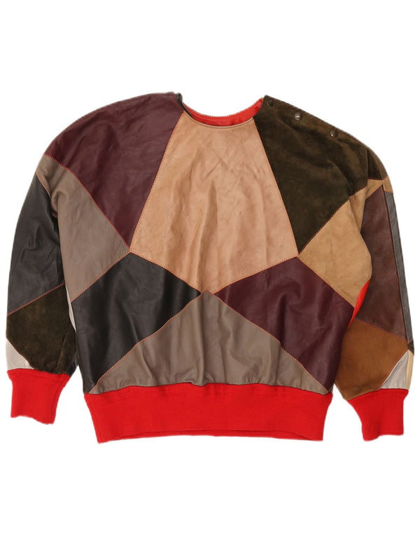 vintage Femmes Sweat-shirt surdimensionné Jumper UK 18 XL Patchwork multicolore