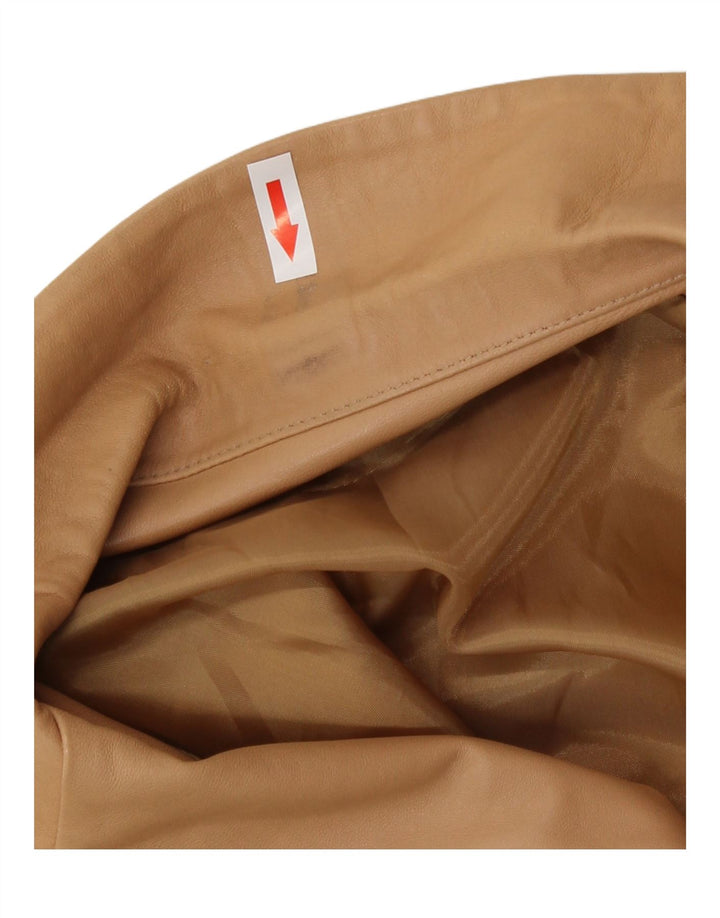 vintage Femme 3 Boutons Veste Blazer En Cuir IT 46 Grand Cuir Beige